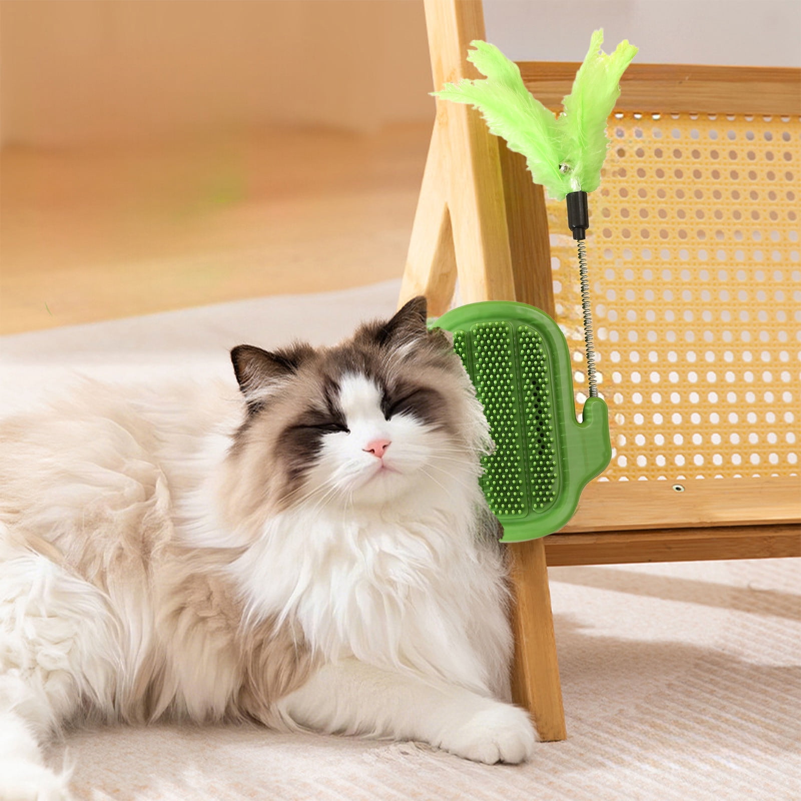 Scratching Device Corner Cat Scratcher with Grooming Brush, Wall Furniture Corner ...