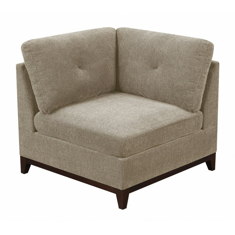 Corner Chair with 1pc Cushion Modular Living Room Furniture Wedge Chair with Camel Chenille Fabric Large Size Modular Series Sofa Couch Exposed