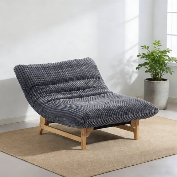 Corner Chair, Modern Lazy Sofa with Corduroy Upholstery, Wooden Frame Cloud Lounge Chair, Oversized Reading Chair