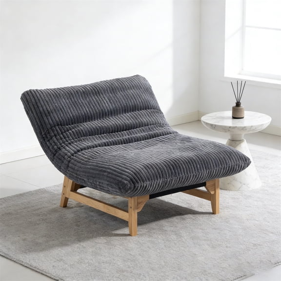 Corner Chair, Modern Lazy Sofa with Corduroy Upholstery, Wooden Frame Cloud Lounge Chair, Oversized Reading Chair