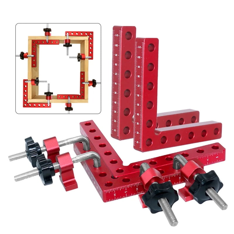 4-Pack 90 Degree Corner Clamps For Woodworking - 5.5" Aluminum Alloy Right Angle Clamps For Frames & Boxes