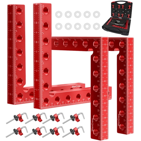 Corner Clamps for Woodworking, WenCrew 4pcs 90 Degree Right Angle Clamp 5.5" Aluminum Alloy Clamping Positioning Squares Woodworking Tools for Frame, Box, Drawer, Cabinets, Gifts for Men Dad