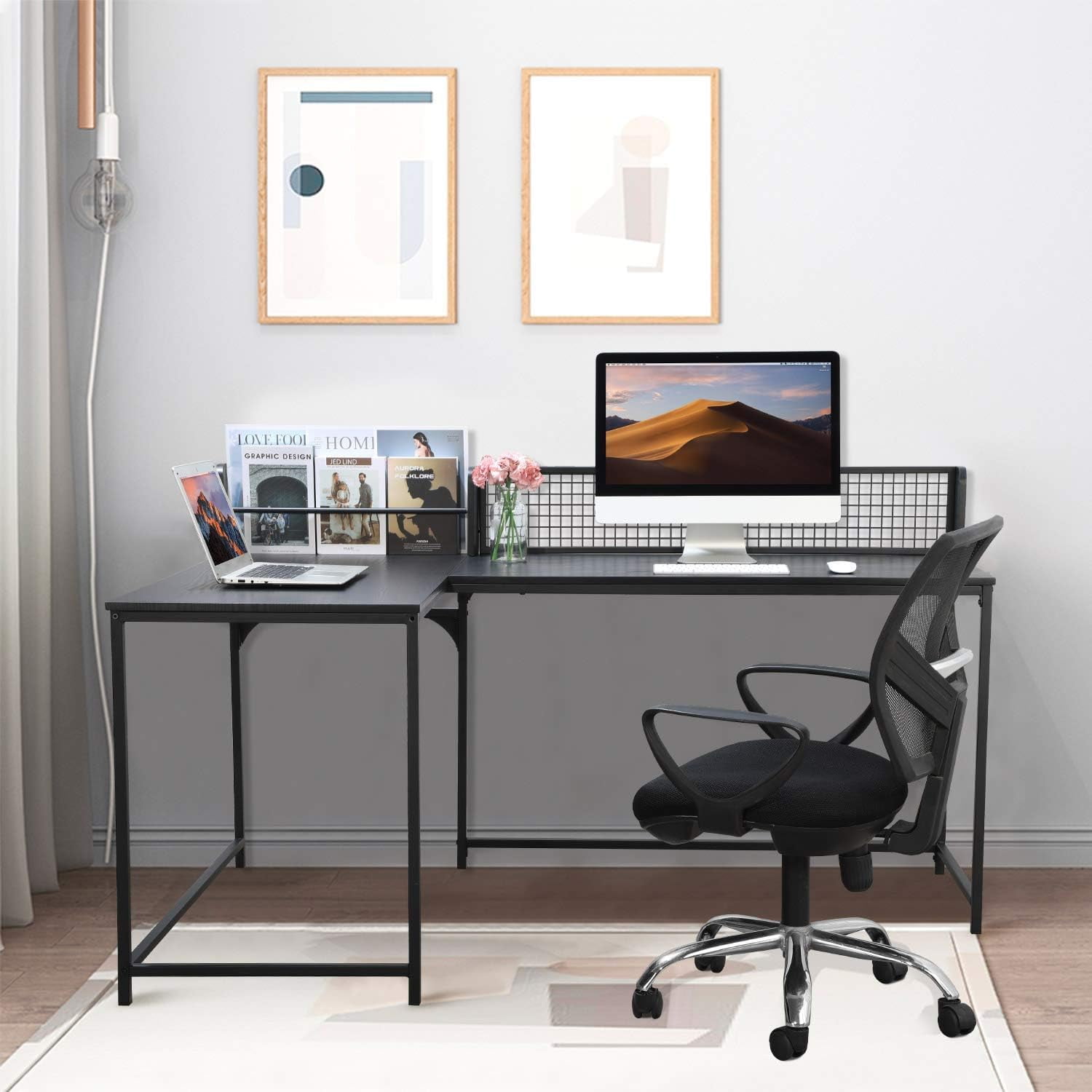 Homylin Adult Desks, Single Piece with Metal Baffle, 65 in x 43.3 in ...
