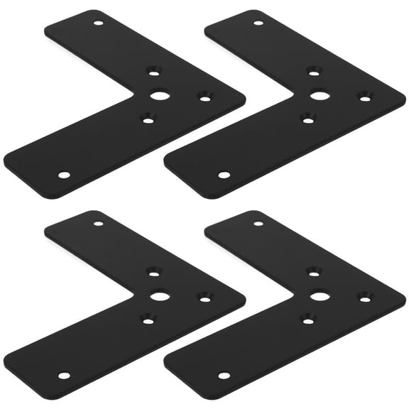YUYUETIME 4Pcs Black Metal L Brackets Heavy Duty Flat Angle Brackets for Wood