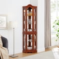 thumbnail image 1 of Corner Curio Cabinet, 70.5" H Lighted Glass Display Case with 5 Adjustable Tempered Glass Shelves, Wine Cabinet Rack for Bar and Liquor Storage (E26 Bulb Not Inclued), 1 of 9