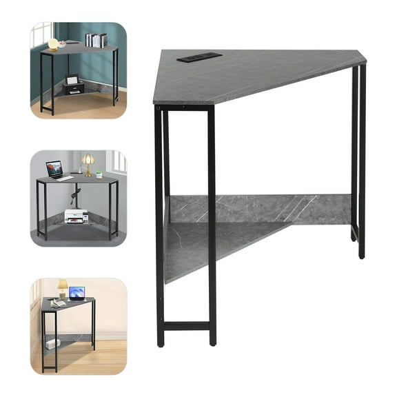 Corner Desk Small Computer Desk with Outlets Home Office Desk Desktop Work Place