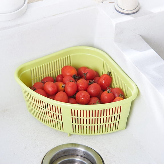 Corner Drain Shelf Cozival Corner Drain Shelf & Sponge Holder - Triangular Suction Cup Basket for Kitchen & Bathroom - Storage Rack for Soap, Sponges, Brushes - Saves Counter Space, Easy to Clean
