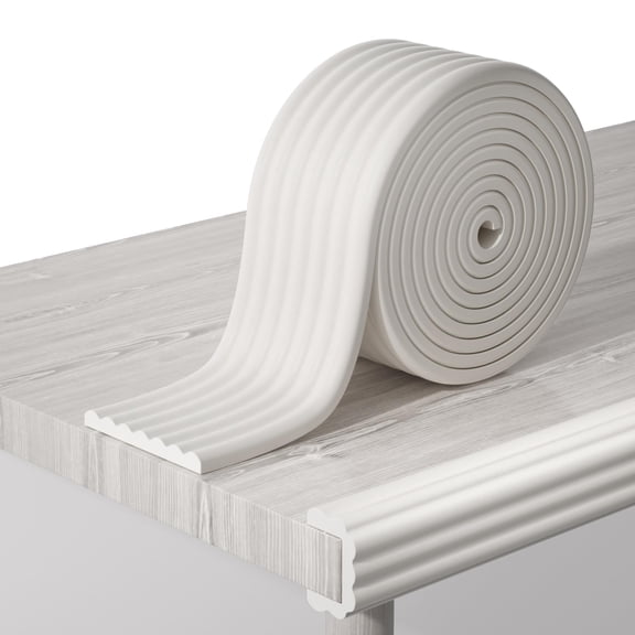 Corner Edge Guard White 3.15" W x 0.32" Th W-Shape Impact Buffer for Furniture Fireplace Stairs
