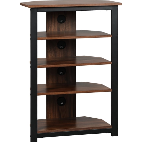 Corner Entertainment Center | AV Media Stand with 4-Tier Shelving | Keep Movies, Games and Devices Organized