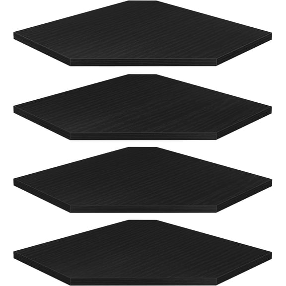 Corner Floating Shelves, Corner Shelves Wall Mounted with Cord Hole, 4 Tier Diamond Shape Corner Hanging Shelving for Wall Storage, for Cable Box, TV Cords, Books, Plants, Black
