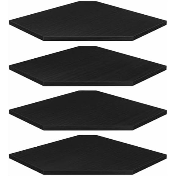 Corner Floating Shelves, Corner Shelves Wall Mounted with Cord Hole, 4 Tier Diamond Shape Corner Hanging Shelving for Wall Storage, for Cable Box, TV Cords, Books, Plants, Black