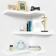 thumbnail image 1 of Corner Floating Shelves with Invisible Brackets, Corner Shelves Wall Mounted Set of 3, Bedroom Bathroom Kitchen Living Room Office- Modern Style 17" x 6" (White), 1 of 14