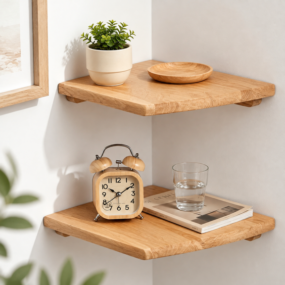 Corner Floating Shelves Set Of 2 16 Inch Solid Wood