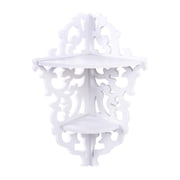 Corner Floating Shelves, Vintage Cut Out Design Hanging Shelves for Wall, Wooden Round End, for Living Room, Bedroom, Study Room&Home White