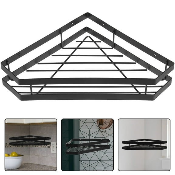 Corner Floating Shelves, Wall Mounted Corner Shelf, Rustic Metal Wall Shelves for Bathroom, Kitchen, Bedroom or Living Room (Black)