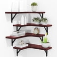 thumbnail image 1 of Corner Floating Shelves Wall Mounted Set of 4, Rustic Wood Storage Display Wall Shelves for Home Decor, Bathroom, Kitchen, Bedroom, Living Room, Office (Black), 1 of 6