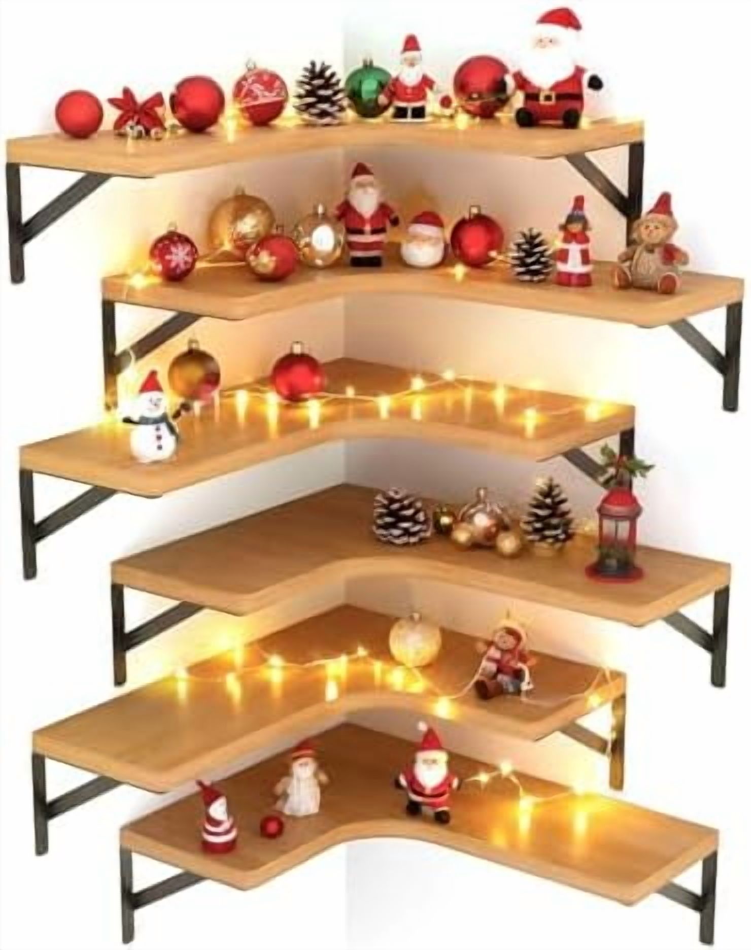 Corner Floating Shelves Wall Mounted Set of 6, Corner Wall Shelves