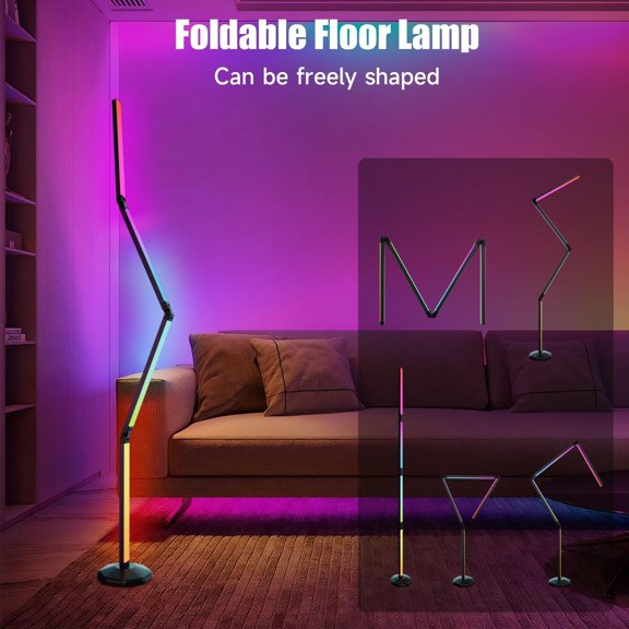 Corner Floor Lamp-2200 Lumen Smart Lamp with App and Remote Control, Lamp can be Folded 360  , Music Sync and 16 Million  Colors, Floor Lamp for Living Rooms, Bedrooms and Gaming Rooms