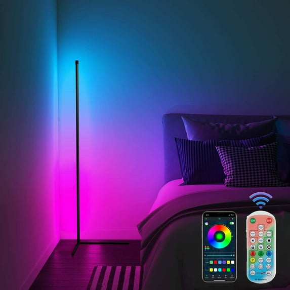 Corner Floor Lamp Dimmable APP Control Standing Lamps Remote LED RGB Light for Bedroom Decor Living Room Indoor Lighting