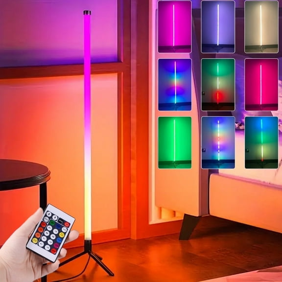 Qianwei LED Floor Lamp, Smart RGB Corner Lamp, Dimmable Color Changing Standing Lamp, Modern Mood Corner Floor Lamp for Living Room, Bedroom, Gaming Room