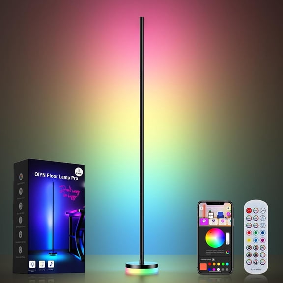 Corner Floor Lamp, RGBICW  Corner Lamp with 1300lm  Modern Floor Lamp,App & Remote Control,Music Sync,Color Changing Standing Lamp for   Room and Gaming Rooms