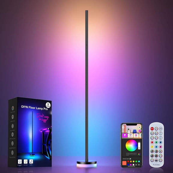 Corner Floor Lamp, RGBICW LED Corner Lamp with 1300lm Smart Modern Floor Lamp,App & Remote Control,Music Sync,Color Changing Standing Lamp for Bedroom Living Room and Gaming Rooms