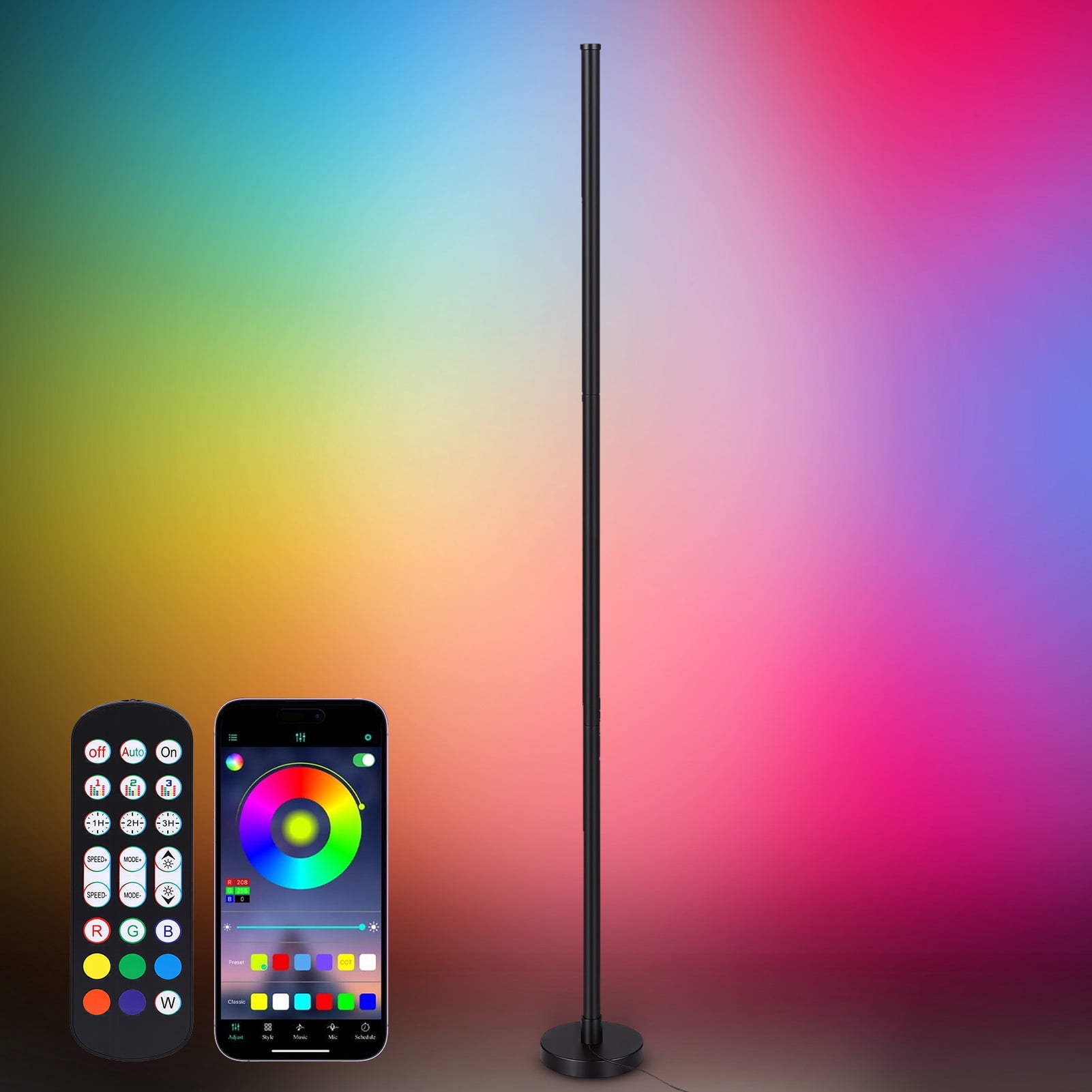 Corner Floor Lamp, Smart RGB LED Corner Lamp with App and Remote ...