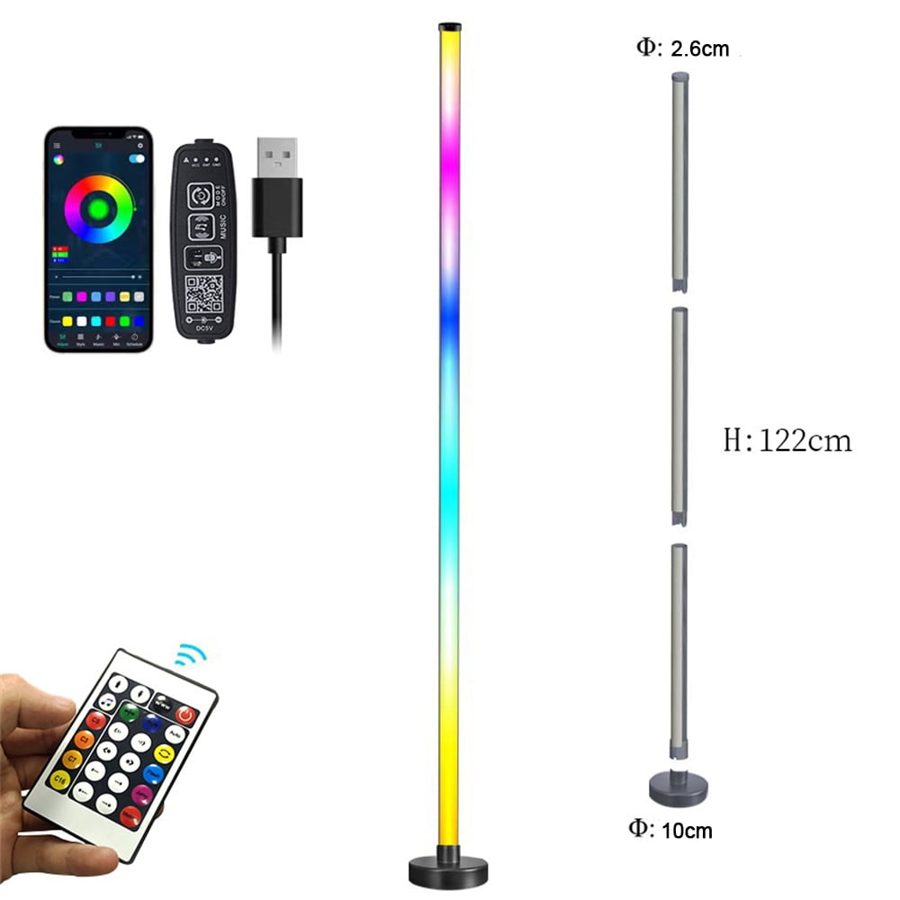 Corner Floor Lamp Works with Alexa, Modern Led Floor Lamp with Remote, Voice & App Control, Music Sync, 3000+ Color Changing, Mood Lighting Smart RGB Floor Lamps for Living Room Bedroom