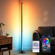 Corner Floor Lamp, Smart RGB LED Corner Lamp 3 Control Modes with App, Remote & Button, Music Sync Mic, 16 Million Colors USB Powered Standing Lamp for Living Room Bedroom Gaming Room Party Decor