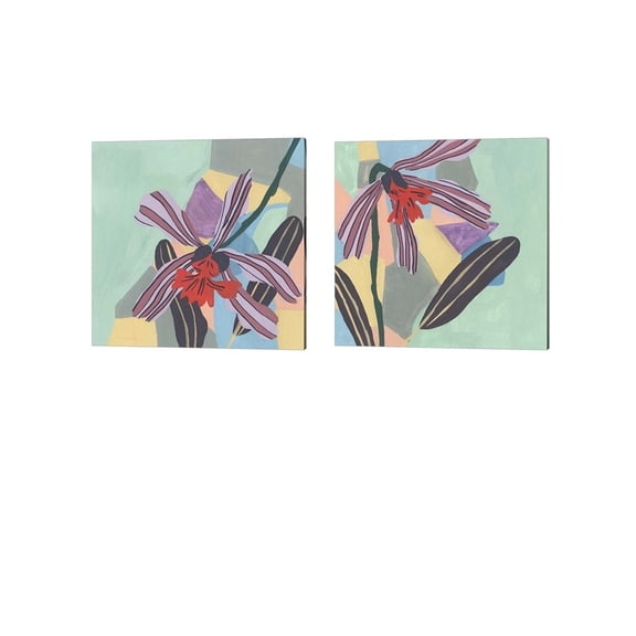 Corner Flower by Melissa Wang Canvas Art Set of 2 14 inch X 14 inch Each
