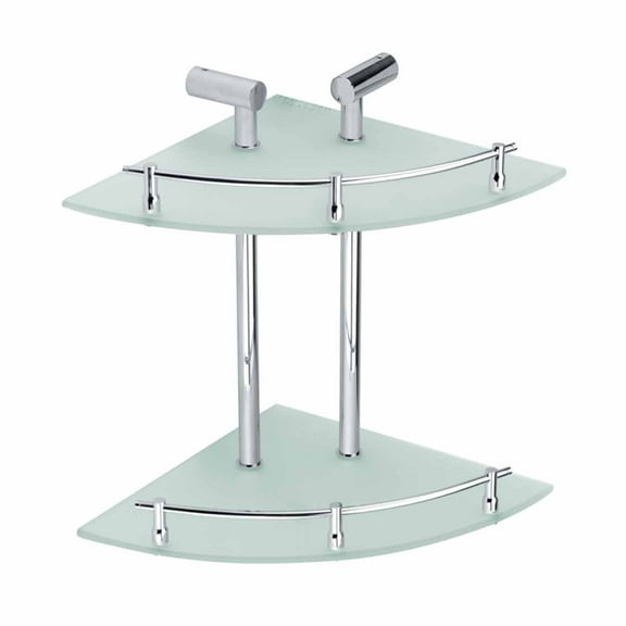 Corner Glass Shelf Dual Tier Frosted Wall Storage Glass Holder Renovators Supply