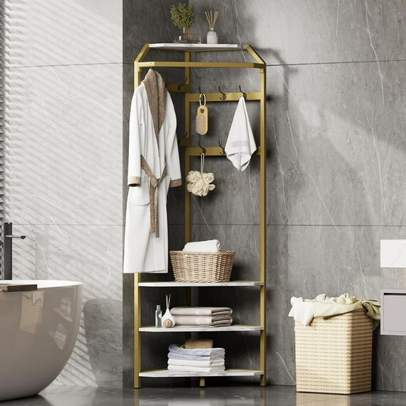 Corner Hall Tree with Bench and Shoe Storage, 3-in-1 Entryway Bench ...