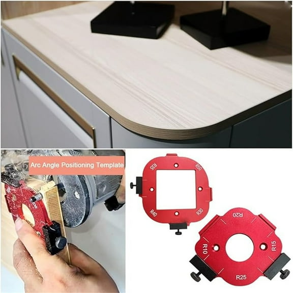 Corner Horn Router Template Jig Set R30 R35 R40 R45 – Aluminum Alloy 5mm Thick Red Corner Radius Guide, Accurate Measuring Layout Tool for Woodworking