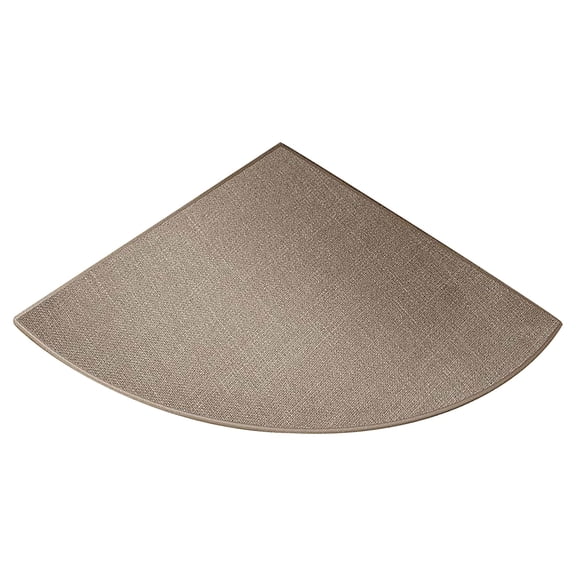 Corner Kitchen Mat Linen Texture Quarter Round Rug, Semi Circular Washable Floor Mat for Sink, Bathroom Vanity and Everyday Household Corner Protection