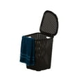 thumbnail image 1 of Corner Laundry Hamper Basket with Lid 50 Liter - Brown Wicker Hamper, Durable, Lightweight Bin with Cutout Handles - Storage Dirty Cloths Curved Shape Design Fits Bathroom, Door, Closet. By Superio, 1 of 9