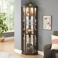thumbnail image 1 of Corner Lighted Curio Cabinet Corner Glass Cabinet Lighted Curio Cabinet Corner Display Case for Living Room, Curio Cabinet, Antique collection, Wine,Bar Glass Storage Light Included,, 1 of 13