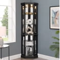 thumbnail image 1 of Corner Lighted Curio Cabinet – Space-Saving Glass Display Case for Living Room, Ideal for Collectibles, Wine & Bar Glass Storage (Dark Oak, Light Included), 1 of 22