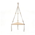thumbnail image 1 of Corner Macrame Floating Shelves - Handmade Woven Rope & Wood Wall Shelf, Boho Hanging Decor for Bedroom, Bathroom, Living Room Easy Install (1 Tier), 1 of 6