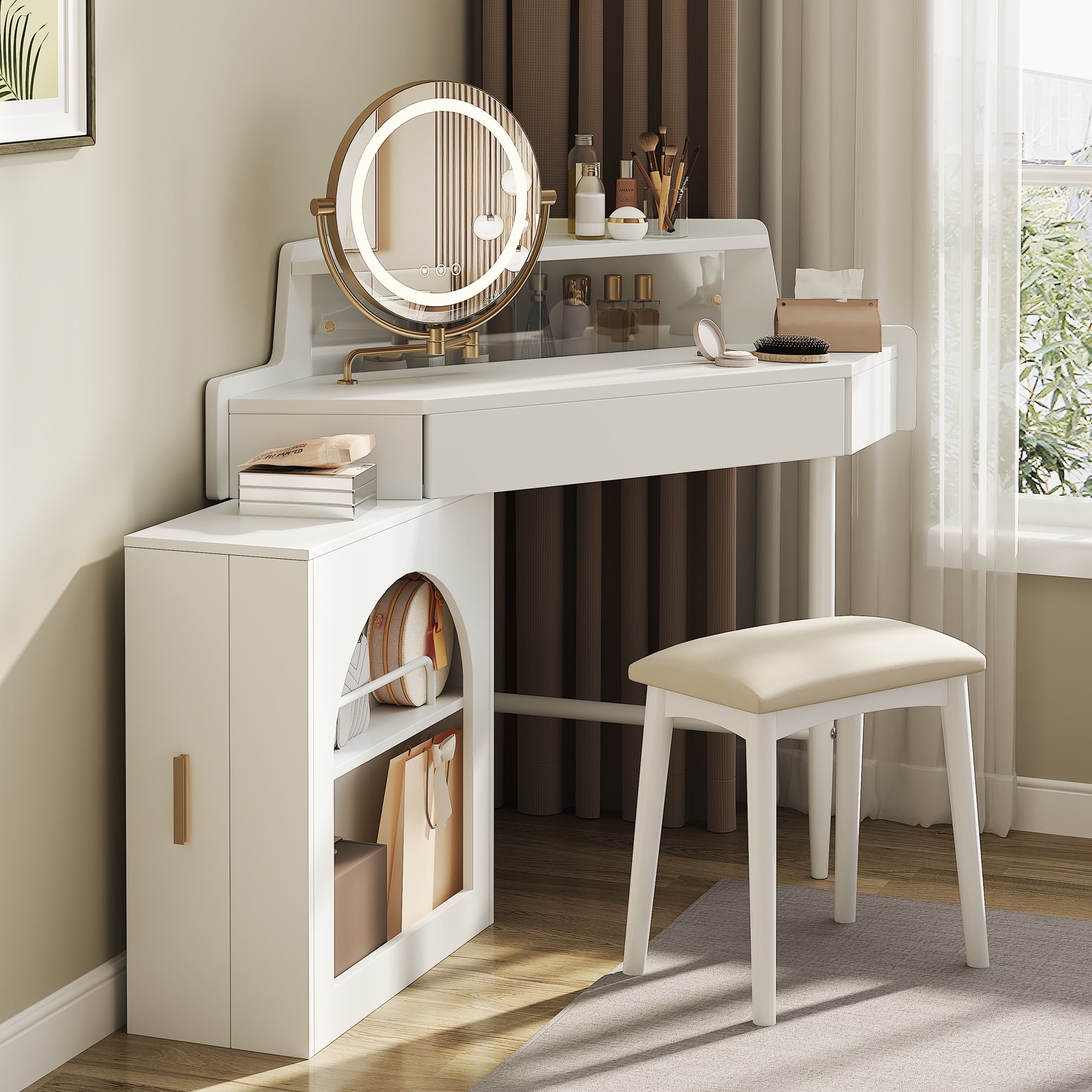 Vanity With Folding Mirror