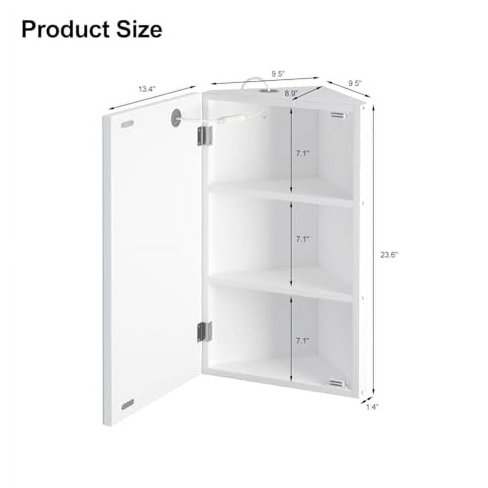Corner Medicine Cabinet Mirror with Lights,Lighted Medicine Cabinet with Mirror,Led Medicine ...
