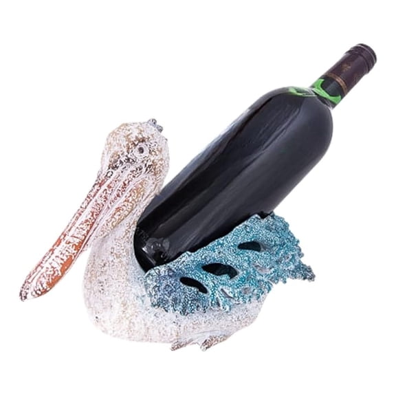 Corner Merchan Pelican Wine Bottle Holder - Nautical Wine Holder Centerpiece - Single Bottle Rack Pelicans Decor - Decorative Counter Wine Rack
