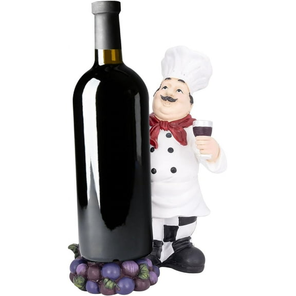 Corner Merchant Italian Chef Wine Bottle Holder Wine Rack Decorative Wine Holder (Chef Cheers)