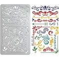 thumbnail image 1 of Corner Metal Stencil for Painting Vintage Flower Floral Lace Stencil Drawing Template Stainless Steel Reusable Template for DIY Scrapbooking Carving Engraving Wood Burning Stainless Steel, 1 of 9