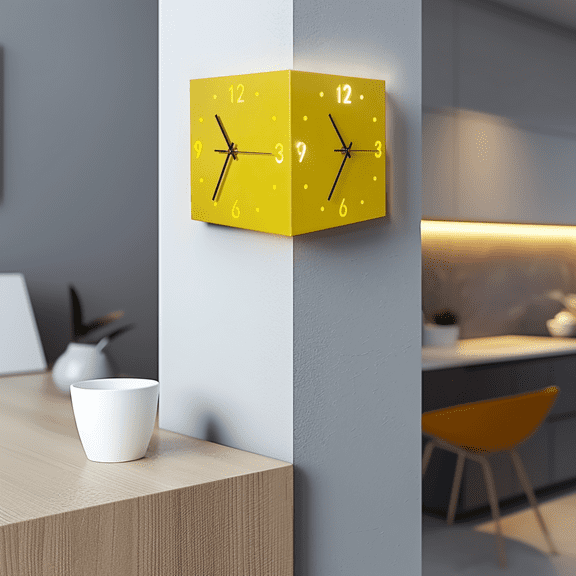 Corner Modern Wall Clock, Stylish Double-Sided Luminous Wall Clock, Sensor Luminous Corner Wall Clock, Bedroom Silent Wall Clock With Digital Scale