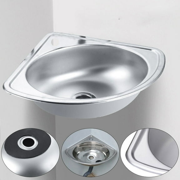 Corner Narrow Sink Stainless Steel Bar Sink RV Triangle Kitchen Bathroom Sink