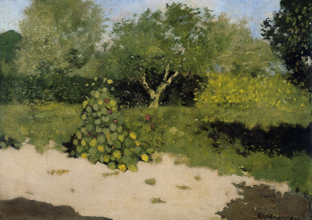 Corner Of A Garden With Nasturtiums Canvas Art - (36 x 24)
