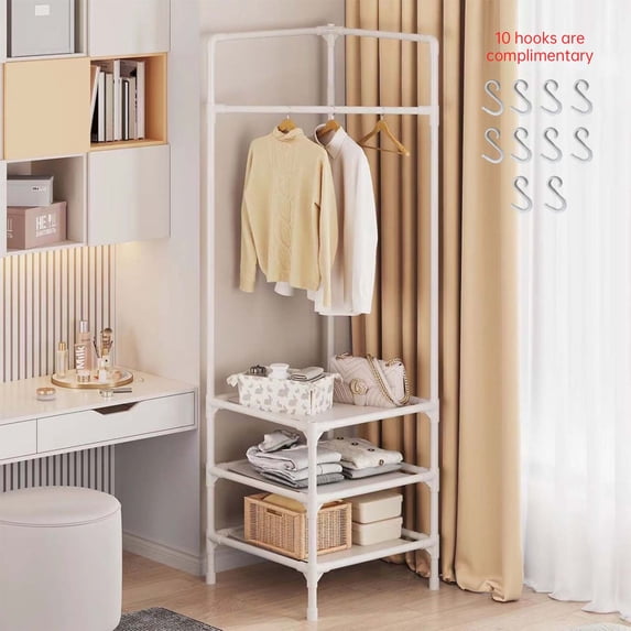 Corner Organizer With Shelves Hooks Detachable Assemblable Space-Saving Storage Rack for Bedroom Living Room Entryway Home Organization