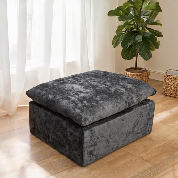 Corner Ottoman with High-Density Foam, Slate Gray, No Assembly, Modular Sectional