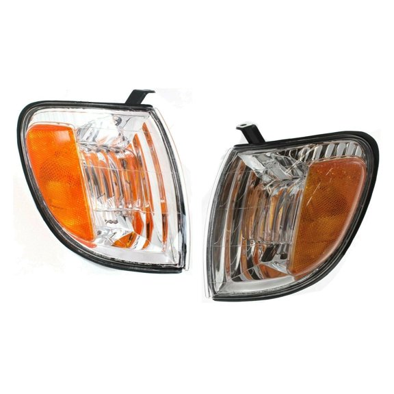 Corner Parking Turn Signal Light Lamp Pair Set with Bulbs - Clear & Amber Lens