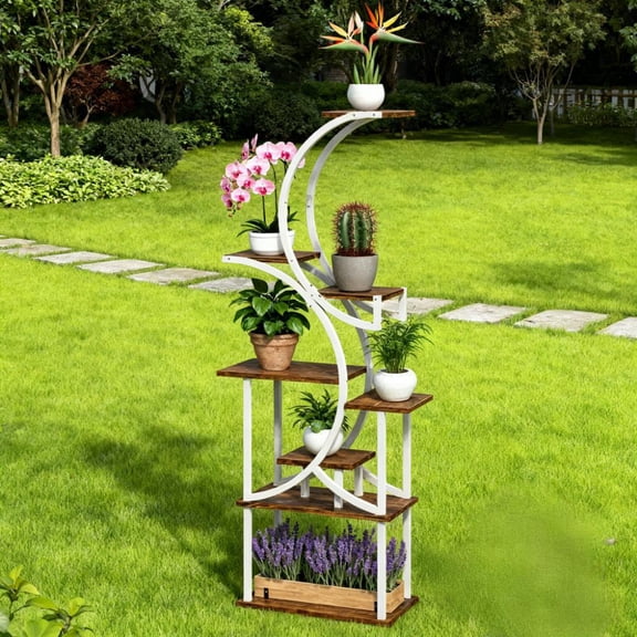 Corner Plant Rack for Multiple Plants,Plant Stand, 8 Tier S-Shaped Plant Shelf - Bookcase